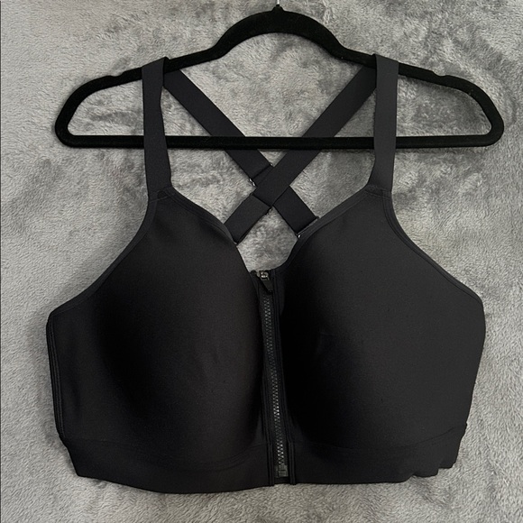 Under Armour Black Zip-Front Sports Bra High Support Women's Size 2X - Picture 1 of 7